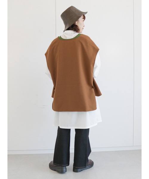 ehka sopo（エヘカソポ）の「ダブルブレストベスト（ベスト・レディース・オフホワイト/シルバーグレー/キャメル・ﾌﾘ-）」の17枚目の写真