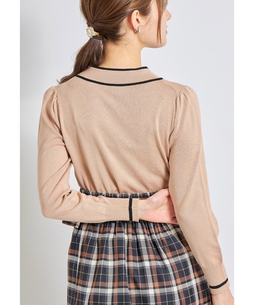 tocco closet(トッコ クローゼット)の「配色ライン入りボウタイりぼんニットプルオーバー(ニット/セーター・レディース・グレイッシュブルー/ピンク系その他/オフホワイト/ブラック/ベージュ・M)」の21枚目の写真