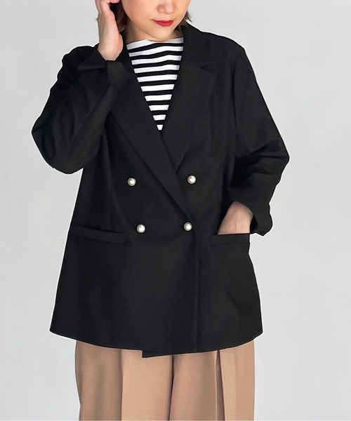 PICCIN PERLA（ピッチンペルラ）の「パールボタンテーラードジャケット（テーラードジャケット・レディース・ベージュ/ブラック・M）」の4枚目の写真