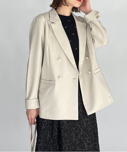 PICCIN PERLA（ピッチンペルラ）の「パールボタンテーラードジャケット（テーラードジャケット・レディース・ベージュ/ブラック・M）」の9枚目の写真