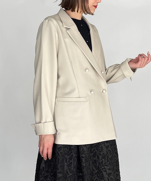 PICCIN PERLA（ピッチンペルラ）の「パールボタンテーラードジャケット（テーラードジャケット・レディース・ベージュ/ブラック・M）」の10枚目の写真
