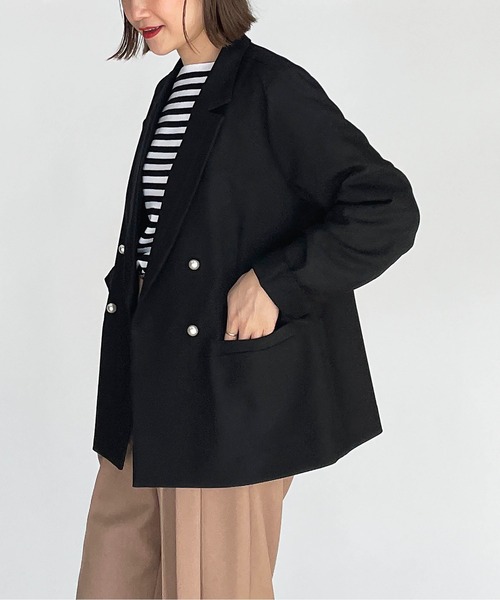 PICCIN PERLA（ピッチンペルラ）の「パールボタンテーラードジャケット（テーラードジャケット・レディース・ベージュ/ブラック・M）」の21枚目の写真
