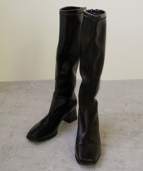 IAMUSE（アイアミューズ）の「スクエアトゥロングブーツ S0783【IAMUSE】（ブーツ・レディース・ブラック・23.5cm/23cm/24cm/24.5cm）」の10枚目の写真