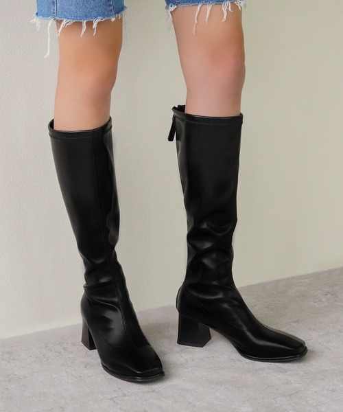 IAMUSE（アイアミューズ）の「スクエアトゥロングブーツ S0783【IAMUSE】（ブーツ・レディース・ブラック・23.5cm/23cm/24cm/24.5cm）」の8枚目の写真