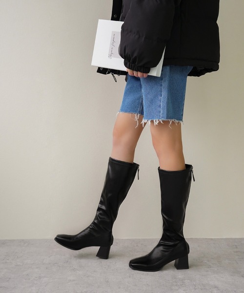 IAMUSE（アイアミューズ）の「スクエアトゥロングブーツ S0783【IAMUSE】（ブーツ・レディース・ブラック・23.5cm/23cm/24cm/24.5cm）」の7枚目の写真