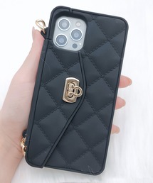 キルティング」に該当するスマホケース/カバー（ブラック/黒色系