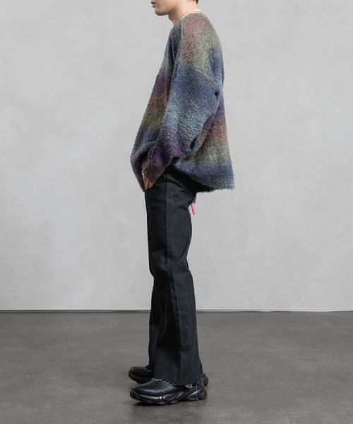 Adoon plain（アドーンプレーン）の「【Adoon plain】グラデーションルーズニット（ニット/セーター・メンズ・ブラック/パープル系/ブラウン・MEDIUM/LARGE）」の18枚目の写真