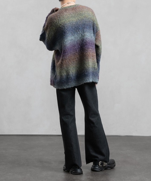 Adoon plain（アドーンプレーン）の「【Adoon plain】グラデーションルーズニット（ニット/セーター・メンズ・ブラック/パープル系/ブラウン・MEDIUM/LARGE）」の19枚目の写真