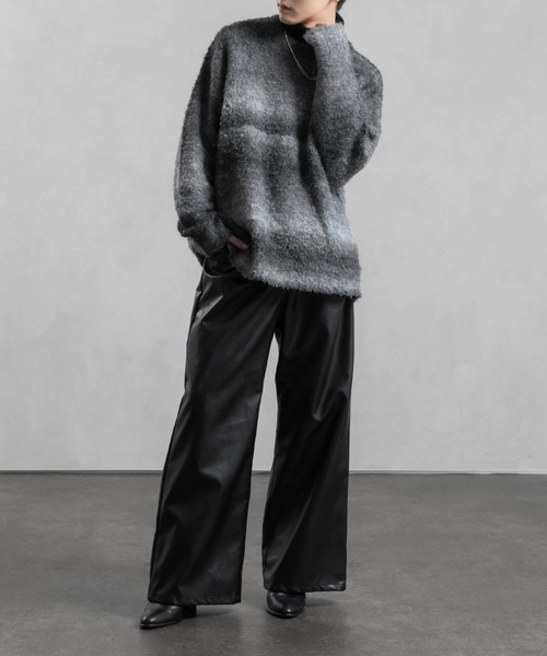 Adoon plain（アドーンプレーン）の「【Adoon plain】グラデーションルーズニット（ニット/セーター・メンズ・ブラック/パープル系/ブラウン・MEDIUM/LARGE）」の5枚目の写真