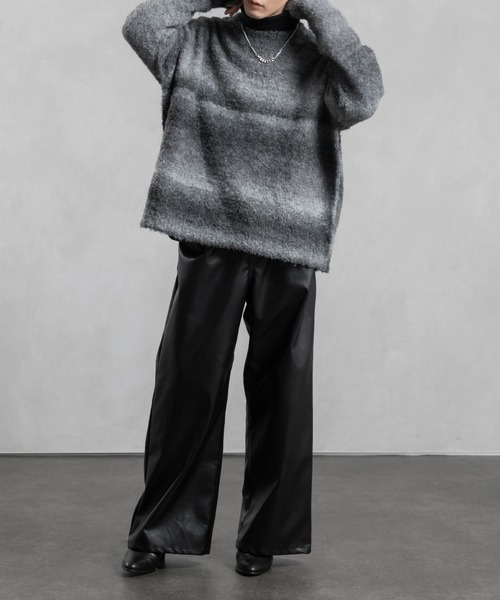 Adoon plain（アドーンプレーン）の「【Adoon plain】グラデーションルーズニット（ニット/セーター・メンズ・ブラック/パープル系/ブラウン・MEDIUM/LARGE）」の6枚目の写真