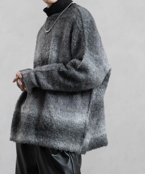 Adoon plain（アドーンプレーン）の「【Adoon plain】グラデーションルーズニット（ニット/セーター・メンズ・ブラック/パープル系/ブラウン・MEDIUM/LARGE）」の12枚目の写真