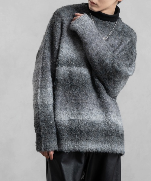 Adoon plain（アドーンプレーン）の「【Adoon plain】グラデーションルーズニット（ニット/セーター・メンズ・ブラック/パープル系/ブラウン・MEDIUM/LARGE）」の11枚目の写真