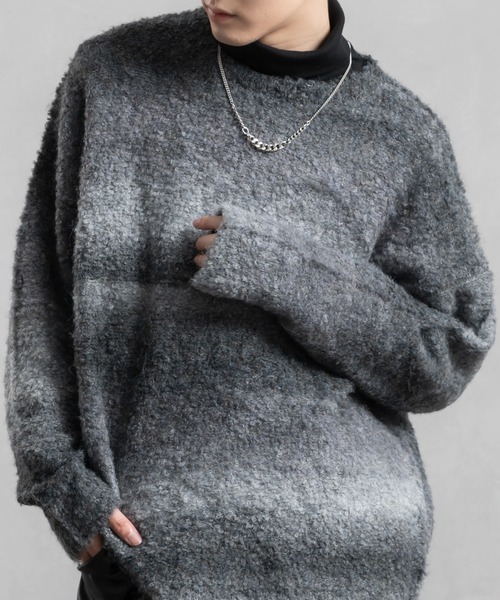 Adoon plain（アドーンプレーン）の「【Adoon plain】グラデーションルーズニット（ニット/セーター・メンズ・ブラック/パープル系/ブラウン・MEDIUM/LARGE）」の9枚目の写真