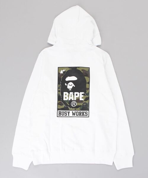 A BATHING APE(アベイシングエイプ)の「BUSY WORKS PULLOVER HOODIE M(パーカー・メンズ・ホワイト/ブラック・X-LARGE/XX-LARGE/MEDIUM/LARGE/XXX-LARGE/SMALL)」の4枚目の写真