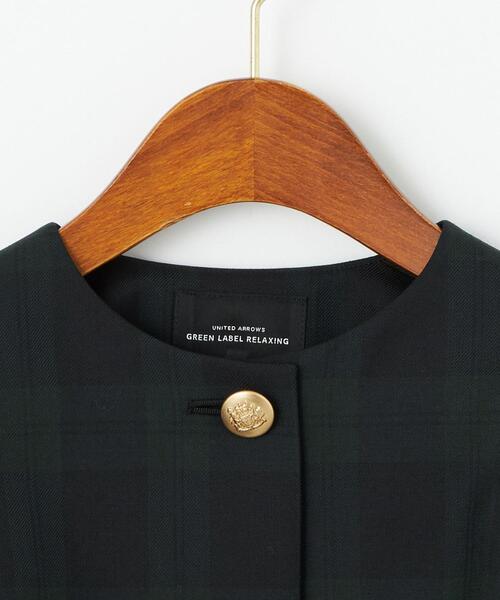 green label relaxing（グリーンレーベルリラクシング）の「T/W ブラックウォッチ ボレロ（ノーカラージャケット・キッズ・ダークグリーン・110cm/120cm/130cm）」の6枚目の写真