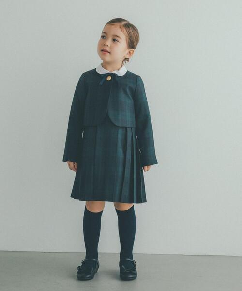 green label relaxing（グリーンレーベルリラクシング）の「T/W ブラックウォッチ ボレロ（ノーカラージャケット・キッズ・ダークグリーン・110cm/120cm/130cm）」の10枚目の写真