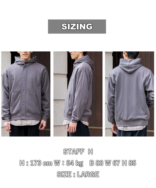 coen（コーエン）の「裏シャギーフリースパーカー（パーカー・メンズ・ダークグレー/ブラック・S/M/L/XL）」の14枚目の写真