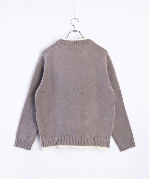 WESTSEA（ウエストシー）の「モヘヤライク起毛 レイヤード クルーネックニット（ニット/セーター・メンズ・ベージュ/グリーン/グレー・LL/L/M）」の9枚目の写真