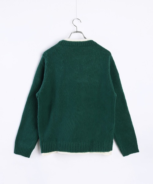 WESTSEA（ウエストシー）の「モヘヤライク起毛 レイヤード クルーネックニット（ニット/セーター・メンズ・ベージュ/グリーン/グレー・LL/L/M）」の14枚目の写真