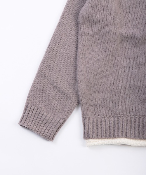 WESTSEA（ウエストシー）の「モヘヤライク起毛 レイヤード クルーネックニット（ニット/セーター・メンズ・ベージュ/グリーン/グレー・LL/L/M）」の19枚目の写真