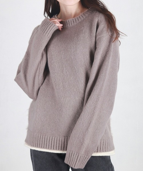 WESTSEA（ウエストシー）の「モヘヤライク起毛 レイヤード クルーネックニット（ニット/セーター・メンズ・ベージュ/グリーン/グレー・LL/L/M）」の10枚目の写真