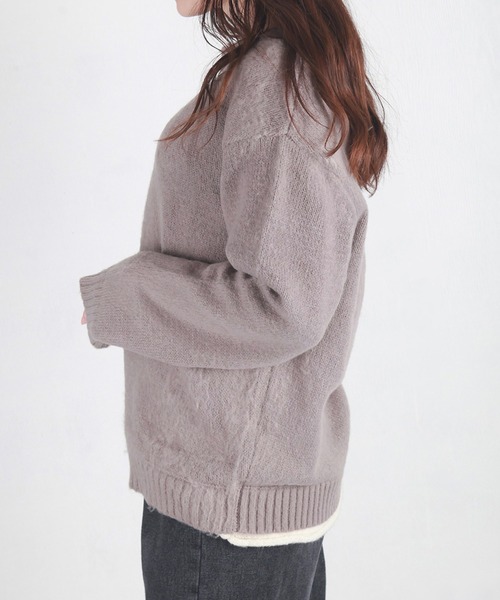 WESTSEA（ウエストシー）の「モヘヤライク起毛 レイヤード クルーネックニット（ニット/セーター・メンズ・ベージュ/グリーン/グレー・LL/L/M）」の12枚目の写真