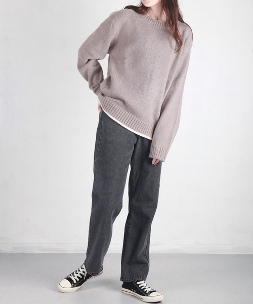 WESTSEA（ウエストシー）の「モヘヤライク起毛 レイヤード クルーネックニット（ニット/セーター・メンズ・ベージュ/グリーン/グレー・LL/L/M）」の13枚目の写真