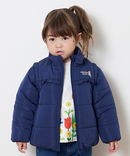 kladskap(クレードスコープ)の「ネコワンポイント3way中わたブルゾン(ブルゾン・キッズ・ピンク/ネイビー・120cm/90cm/110cm/100cm)」の18枚目の写真