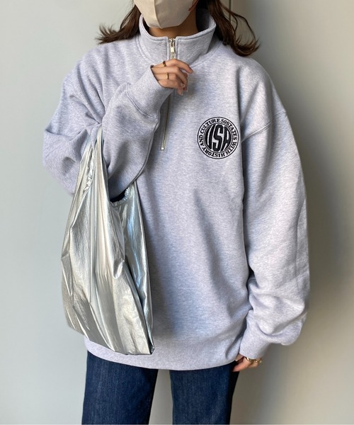 CPCM（シーピーシーエム）の「13オンス裏起毛胸刺繍ハーフシップスウェット（スウェット・レディース・グリーン/グレー/チャコールグレー・LARGE/MEDIUM）」の3枚目の写真