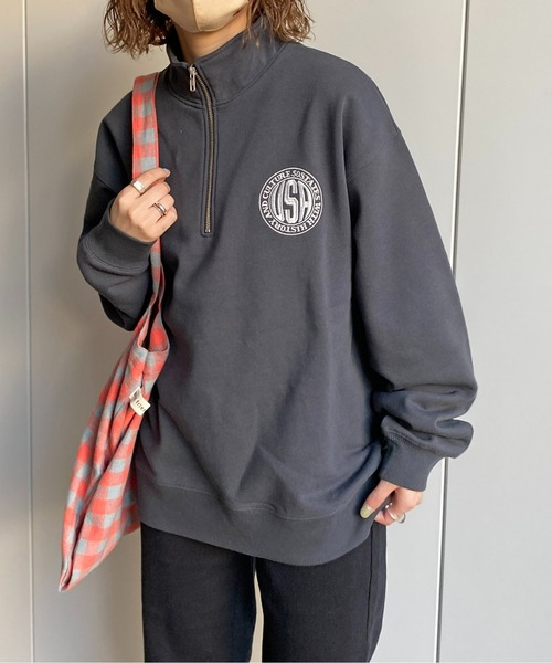 CPCM（シーピーシーエム）の「13オンス裏起毛胸刺繍ハーフシップスウェット（スウェット・レディース・グリーン/グレー/チャコールグレー・LARGE/MEDIUM）」の2枚目の写真