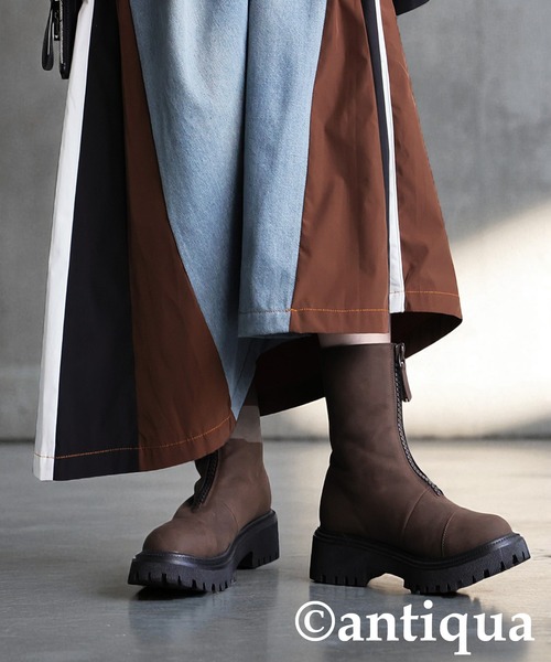 ANTIQUE フロントジップブーツ BEAUTIFUL SHOES ビューティフルシューズ キップレザー フロント
