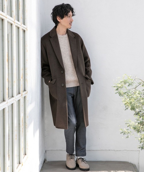 GLOBAL WORK（グローバルワーク）の「ウールリバーBIGチェスター/281847（チェスターコート・メンズ・カーキ/ダークブラウン/ダークブルー・MEDIUM/LARGE/SMALL）」の5枚目の写真