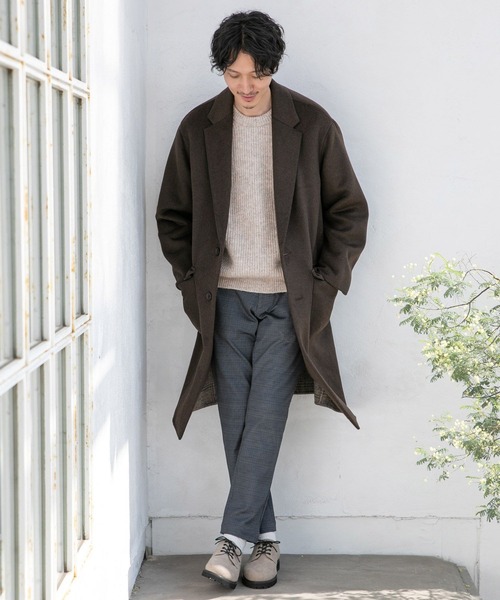 GLOBAL WORK（グローバルワーク）の「ウールリバーBIGチェスター/281847（チェスターコート・メンズ・カーキ/ダークブラウン/ダークブルー・MEDIUM/LARGE/SMALL）」の6枚目の写真