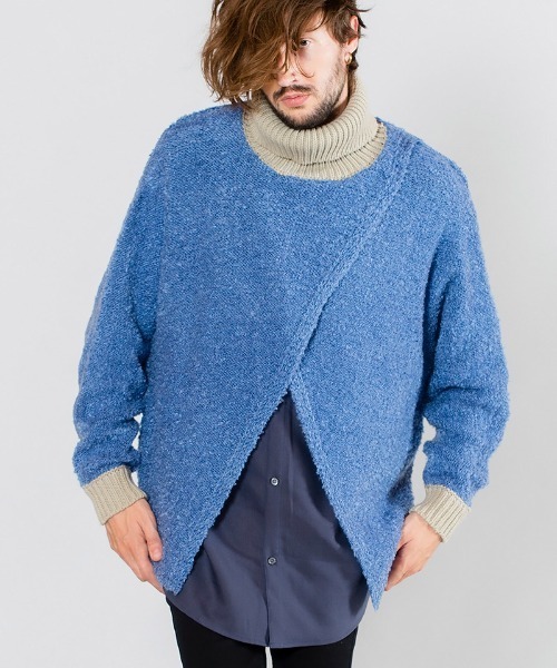 NO ID.（ノーアイディ）の「mn2708-ドッキングニットオフタートルPO（ニット/セーター・メンズ・ブルー/ブラック/グレー・ONE SIZE）」の3枚目の写真
