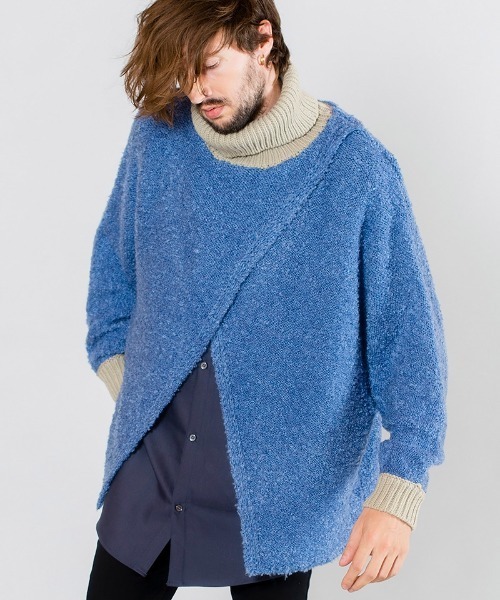 NO ID.（ノーアイディ）の「mn2708-ドッキングニットオフタートルPO（ニット/セーター・メンズ・ブルー/ブラック/グレー・ONE SIZE）」の4枚目の写真