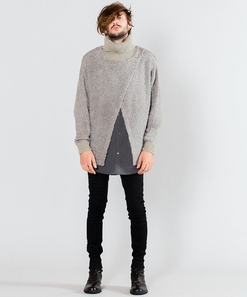 NO ID.（ノーアイディ）の「mn2708-ドッキングニットオフタートルPO（ニット/セーター・メンズ・ブルー/ブラック/グレー・ONE SIZE）」の7枚目の写真