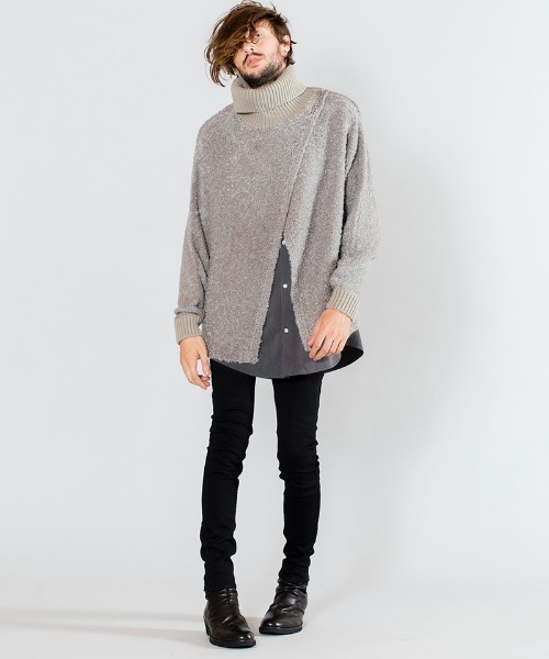 NO ID.（ノーアイディ）の「mn2708-ドッキングニットオフタートルPO（ニット/セーター・メンズ・ブルー/ブラック/グレー・ONE SIZE）」の5枚目の写真