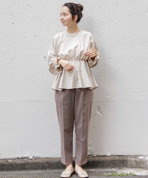 flower(フラワー)の「シェイプチェックパンツ(スラックス・レディース・ブラウン/ベージュ・FREE)」の11枚目の写真