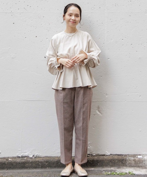 flower(フラワー)の「シェイプチェックパンツ(スラックス・レディース・ブラウン/ベージュ・FREE)」の7枚目の写真