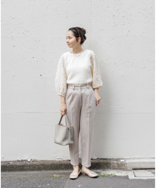 flower(フラワー)の「シェイプチェックパンツ(スラックス・レディース・ブラウン/ベージュ・FREE)」の8枚目の写真