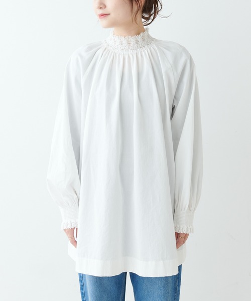 PUAL CE CIN（ピュアルセシン）の「レースシャーリングブラウス（シャツ/ブラウス・レディース・オフホワイト/ブラック・FREE）」の14枚目の写真