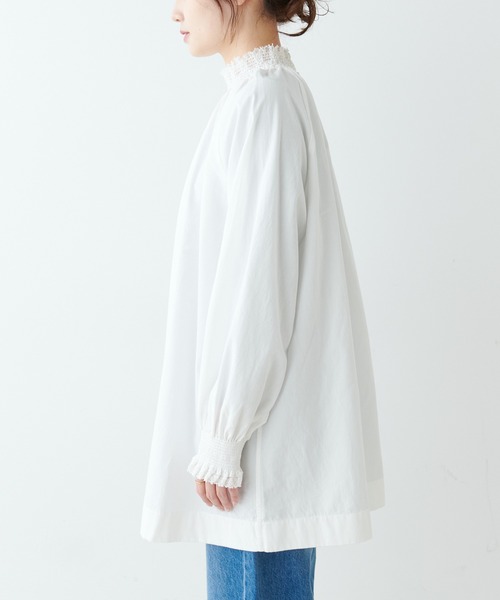 PUAL CE CIN（ピュアルセシン）の「レースシャーリングブラウス（シャツ/ブラウス・レディース・オフホワイト/ブラック・FREE）」の15枚目の写真