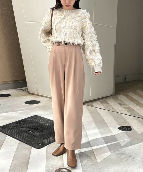 CAPRICIEUX LE'MAGE（カプリシューレマージュ）の「カットジョーゼットパンツ（その他パンツ・レディース・ホワイト系その他/ベージュ/ブラック・36/38）」の5枚目の写真