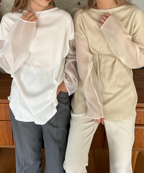 CAPRICIEUX LE'MAGE(カプリシューレマージュ)の「長袖カットソー(Tシャツ/カットソー・レディース・ホワイト・FREE)」の2枚目の写真