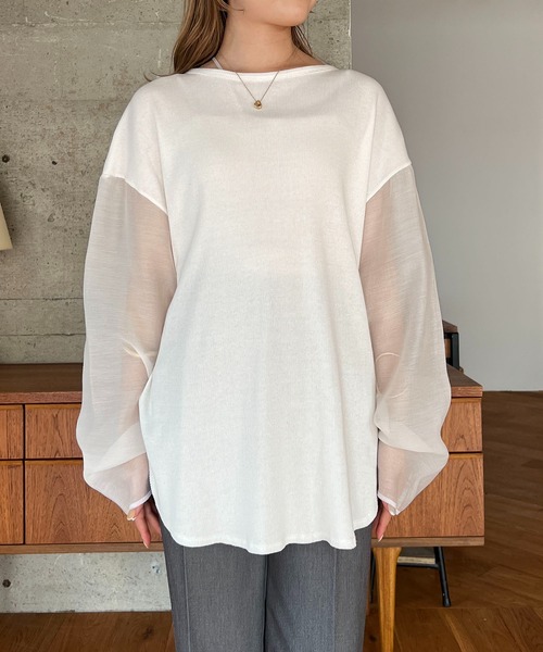 CAPRICIEUX LE'MAGE(カプリシューレマージュ)の「長袖カットソー(Tシャツ/カットソー・レディース・ホワイト・FREE)」の4枚目の写真