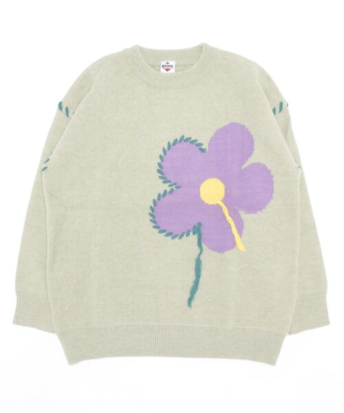 HOOK(フック)の「【HOOK】ステッチデザイン花模様ニット(ニット/セーター・メンズ・ベージュ/グリーン/ピンク・M/XL/L)」の15枚目の写真
