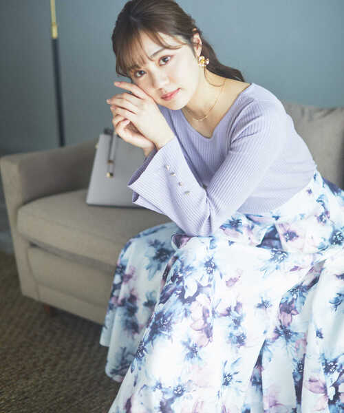 PROPORTION BODY DRESSING（プロポーションボディドレッシング）の「タックフラワースカート / 1213120116（スカート・レディース・ダークグレー/ホワイト・SMALL/MEDIUM）」の2枚目の写真