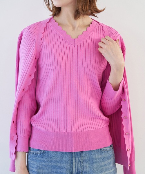 P369/24SS L'AUBE BLANC 半袖ニット プルオーバー ピンク WOMENS サマーニットプルオーバー ピンク/072342760