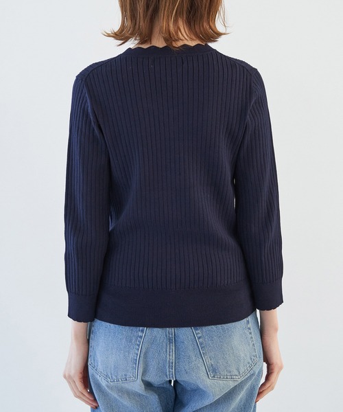 ROPE' PICNIC(ロペピクニック)の「オーガニックスイスコットン7分袖ニットプルオーバー(ニット/セーター・レディース・オフホワイト/ブルー系その他4/ネイビー/ピンク・38)」の14枚目の写真