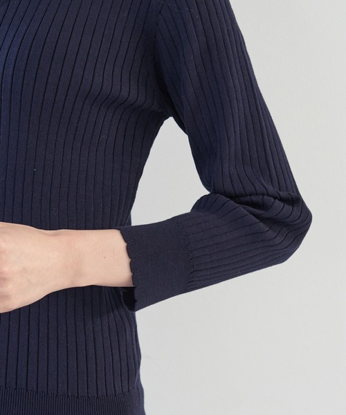 ROPE' PICNIC(ロペピクニック)の「オーガニックスイスコットン7分袖ニットプルオーバー(ニット/セーター・レディース・オフホワイト/ブルー系その他4/ネイビー/ピンク・38)」の6枚目の写真